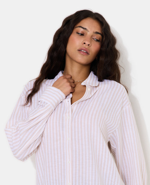Chemise oversize avec lin motif rayures - PIMKIE - 2