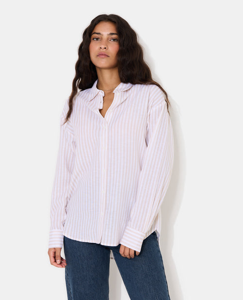 Chemise oversize avec lin motif rayures - PIMKIE - 5