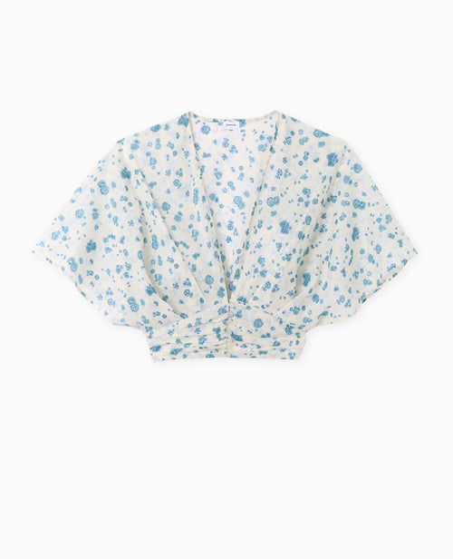 Blouse courte manches papillons motif fleurs - PIMKIE - 4