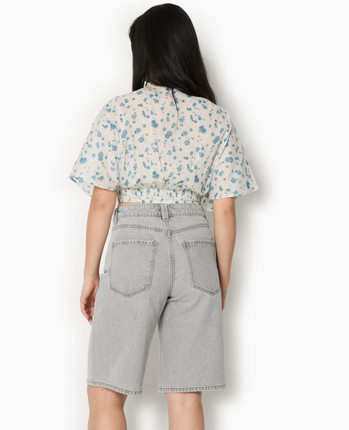 Blouse courte manches papillons motif fleurs - PIMKIE - 6
