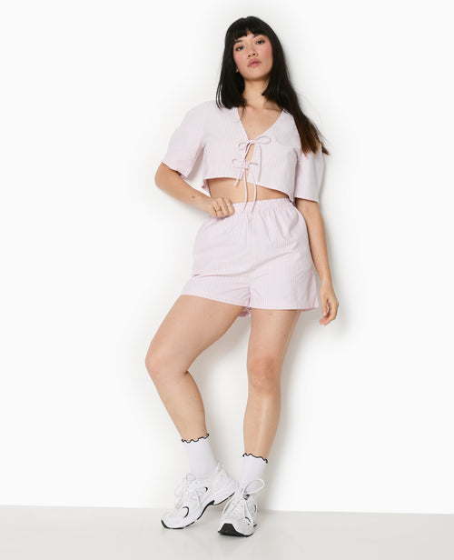 Blouse courte rayée avec nouettes - PIMKIE - 2