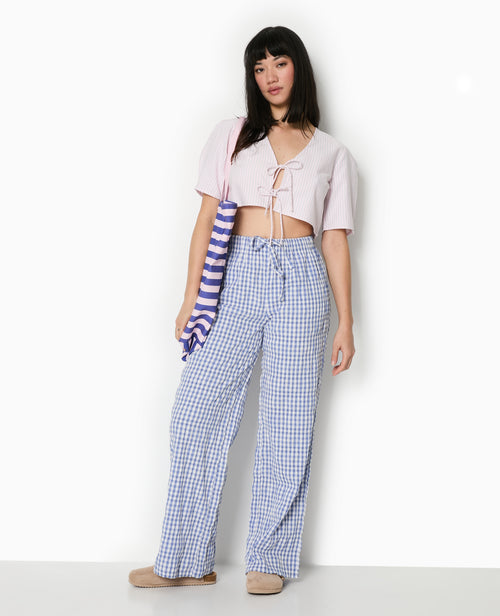 Blouse courte rayée avec nouettes - PIMKIE - 3