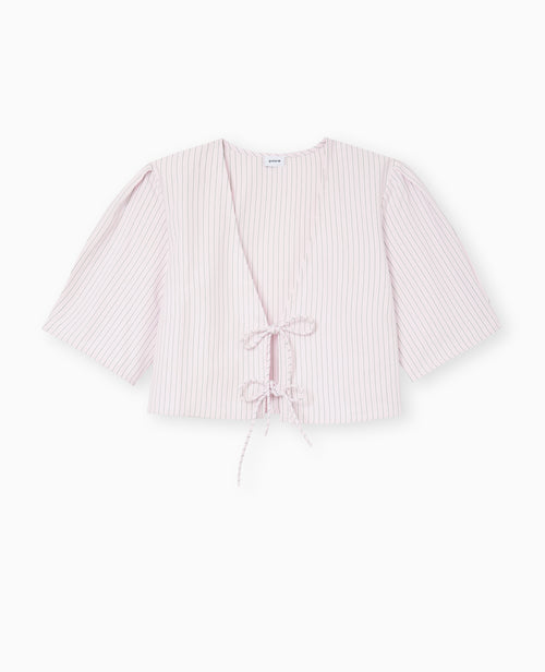 Blouse courte rayée avec nouettes - PIMKIE - 4