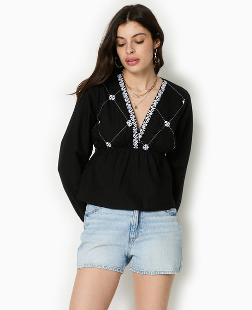 Blouse brodée manches longues - PIMKIE - 1
