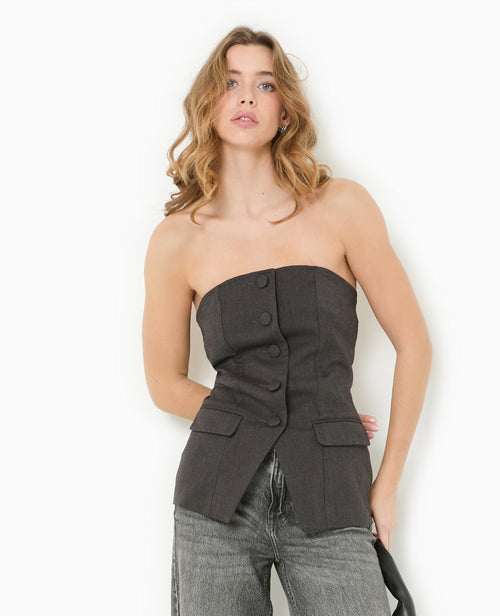 Top bustier esprit gilet de barman - PIMKIE - 1
