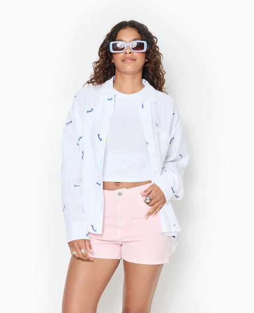 Chemise en gaze de coton avec broderies Amour - PIMKIE - 5