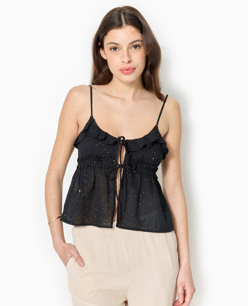 Top à bretelles avec volants et mini sequins - PIMKIE - 5