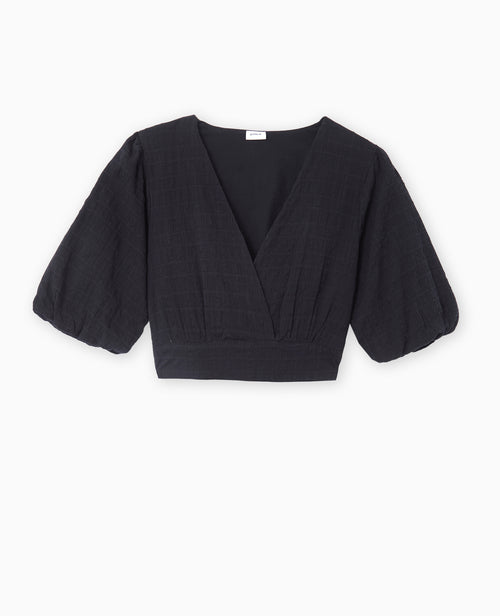 Blouse courte encolure V croisée - PIMKIE - 4