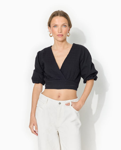 Blouse courte encolure V croisée - PIMKIE - 5