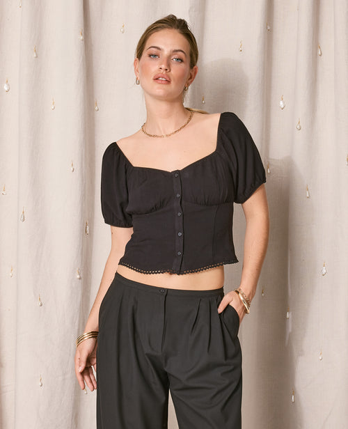 Blouse manches ballons avec finitions croquet - PIMKIE - 1