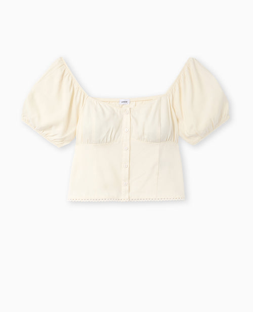 Blouse manches ballons avec finitions croquet - PIMKIE - 4