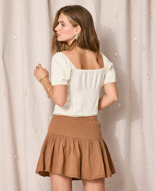 Blouse manches ballons avec finitions croquet - PIMKIE - 6