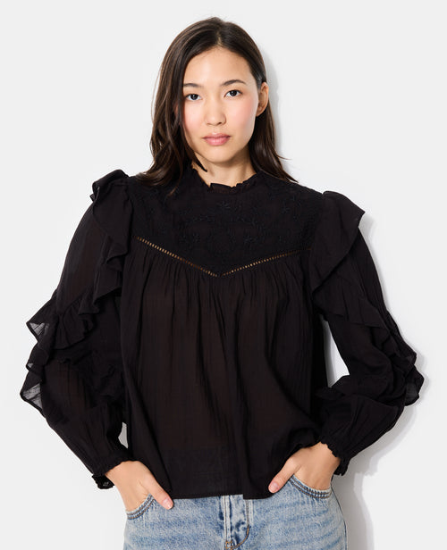 Blouse romantique avec broderies et volants - PIMKIE - 1