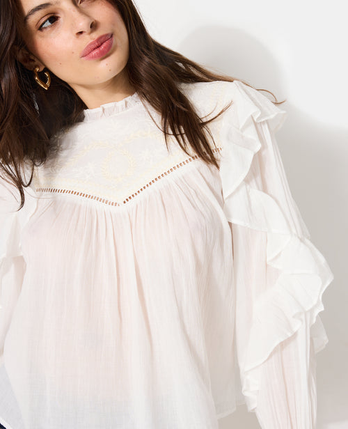 Blouse romantique avec broderies et volants - PIMKIE - 2