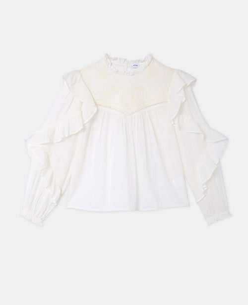 Blouse romantique avec broderies et volants - PIMKIE - 4