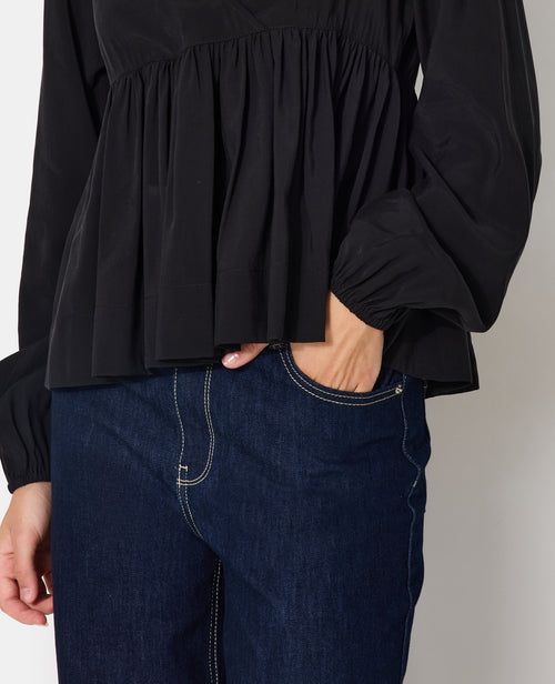 Blouse cache-coeur en tissu effet peau de pêche - PIMKIE - 2