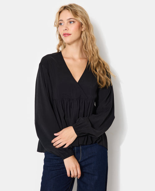 Blouse cache-coeur en tissu effet peau de pêche - PIMKIE - 5