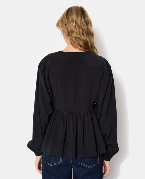 Blouse cache-coeur en tissu effet peau de pêche - PIMKIE - 6