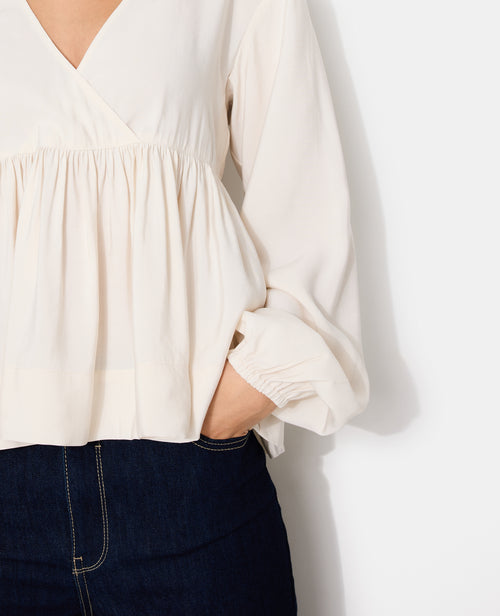 Blouse cache-coeur en tissu effet peau de pêche - PIMKIE - 2