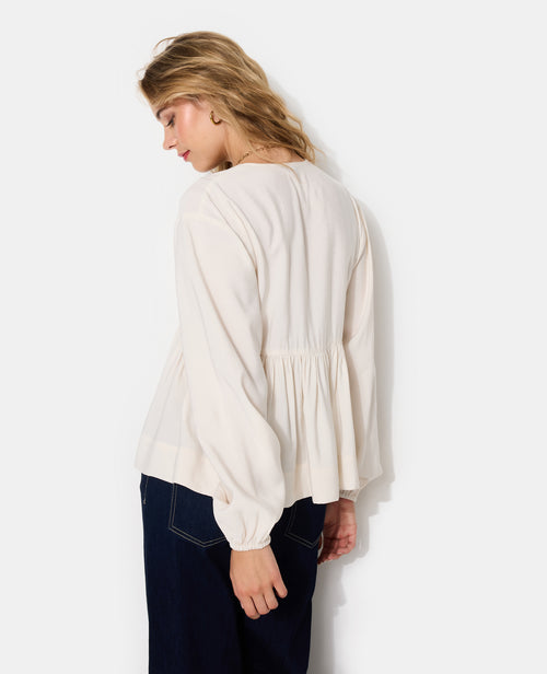 Blouse cache-coeur en tissu effet peau de pêche - PIMKIE - 6