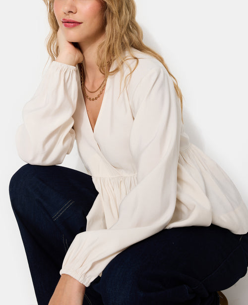 Blouse cache-coeur en tissu effet peau de pêche - PIMKIE - 7