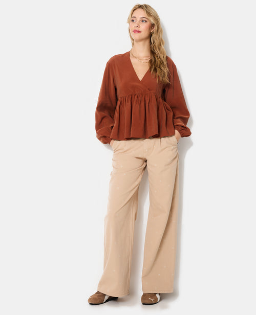 Blouse cache-coeur en tissu effet peau de pêche - PIMKIE - 3