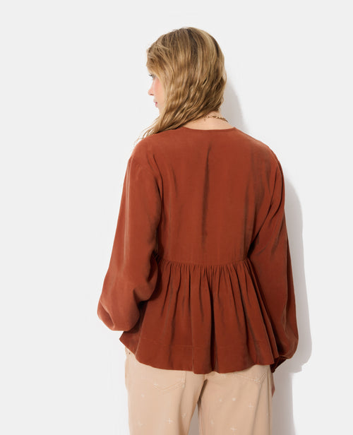 Blouse cache-coeur en tissu effet peau de pêche - PIMKIE - 6