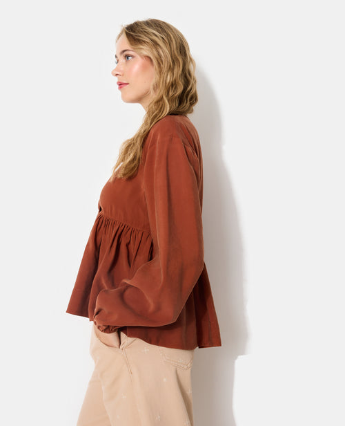 Blouse cache-coeur en tissu effet peau de pêche - PIMKIE - 7