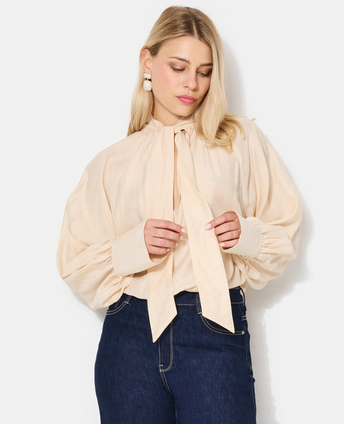 Blouse manches ballons et col lavallière - PIMKIE - 5