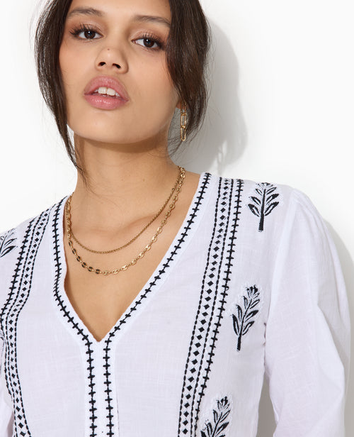 Blouse courte brodée avec manches ballons - PIMKIE - 2