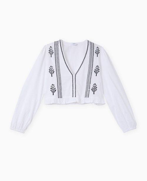 Blouse courte brodée avec manches ballons - PIMKIE - 4