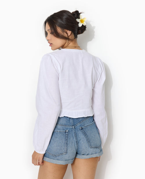 Blouse courte brodée avec manches ballons - PIMKIE - 6