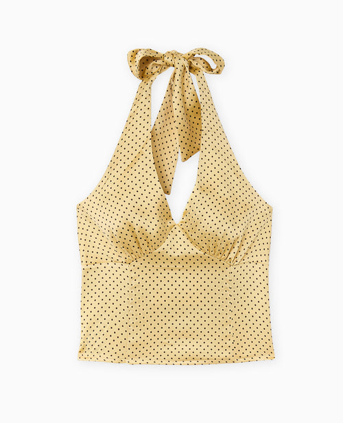 Top dos-nu en satin motif pois - PIMKIE - 4