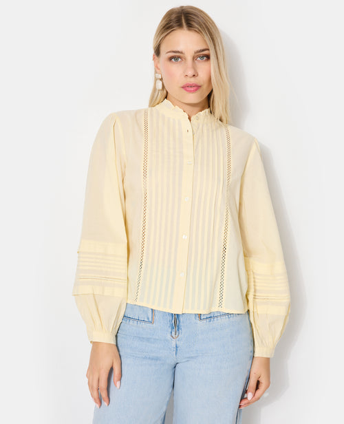 Blouse col volanté avec plis et dentelle - PIMKIE - 1