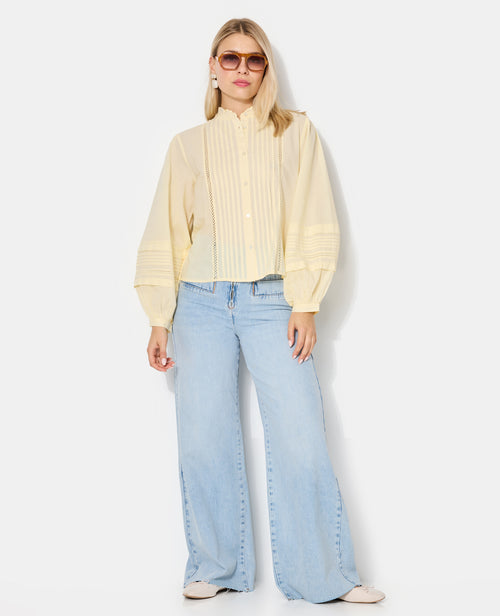 Blouse col volanté avec plis et dentelle - PIMKIE - 3