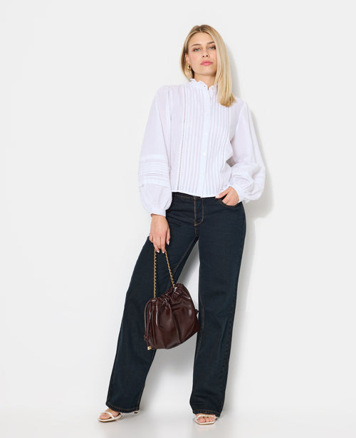 Blouse col volanté avec plis et dentelle - PIMKIE - 3