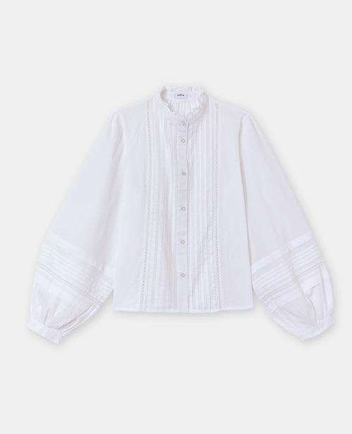 Blouse col volanté avec plis et dentelle - PIMKIE - 4