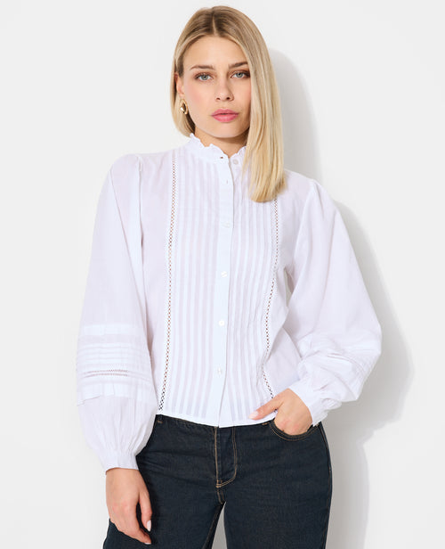 Blouse col volanté avec plis et dentelle - PIMKIE - 5