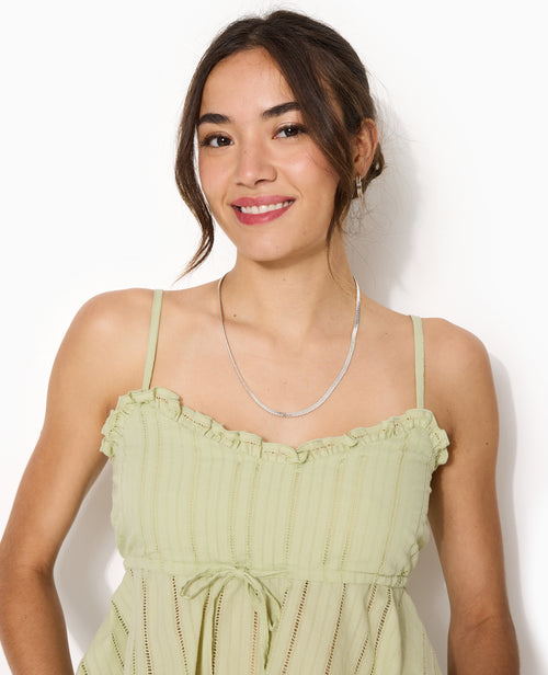 Top fines bretelles en tissu ajouré effet rayé - PIMKIE - 2