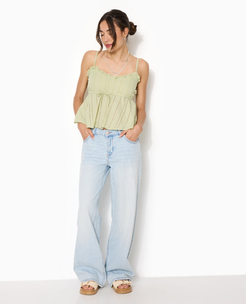 Top fines bretelles en tissu ajouré effet rayé - PIMKIE - 3