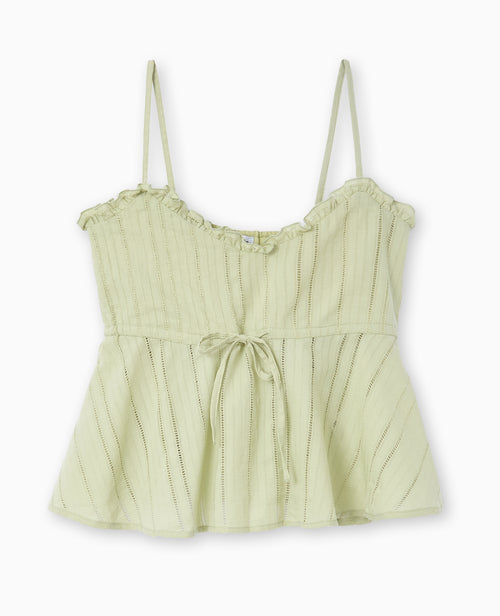 Top fines bretelles en tissu ajouré effet rayé - PIMKIE - 4