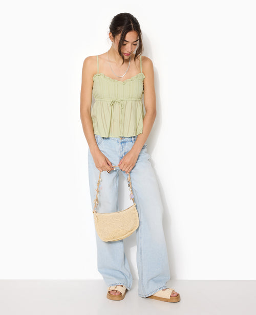 Top fines bretelles en tissu ajouré effet rayé - PIMKIE - 5