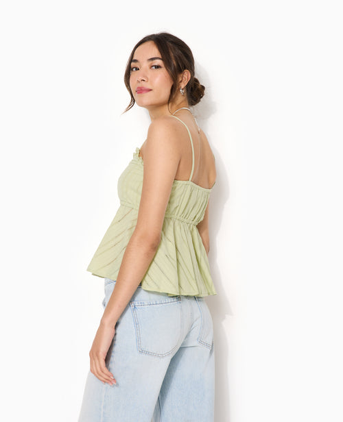 Top fines bretelles en tissu ajouré effet rayé - PIMKIE - 6