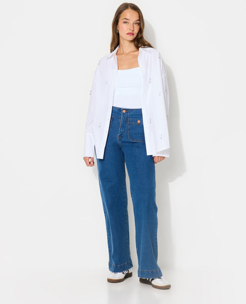 Chemise oversize avec strass devant - PIMKIE - 1