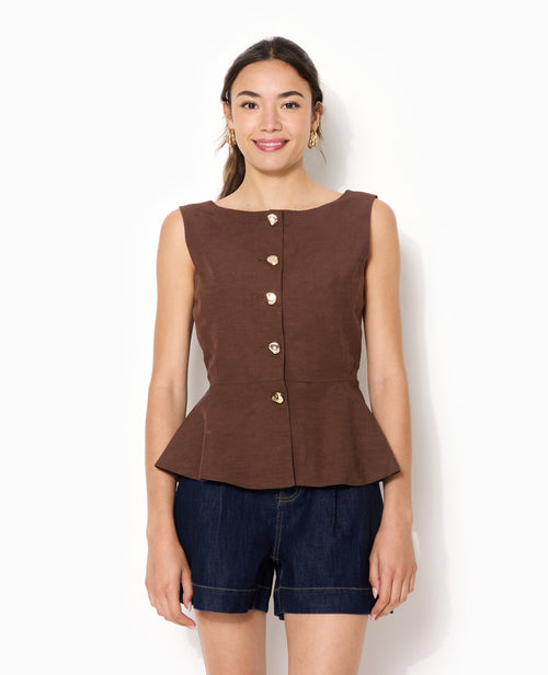 Top sans manches forme peplum avec dos dégagé - PIMKIE - 1