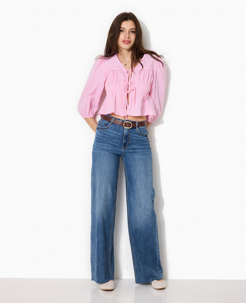 Blouse avec nouettes motif mini-vichy - PIMKIE - 3