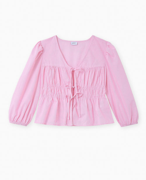 Blouse avec nouettes motif mini-vichy - PIMKIE - 4