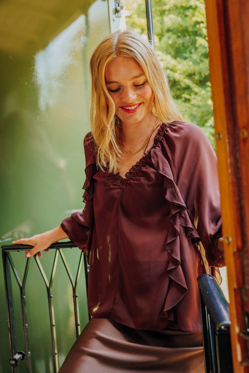 Blouse en voile avec volants et manches ballons - PIMKIE - 1