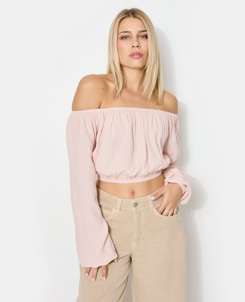 Blouse courte encolure Bardot - PIMKIE - 1