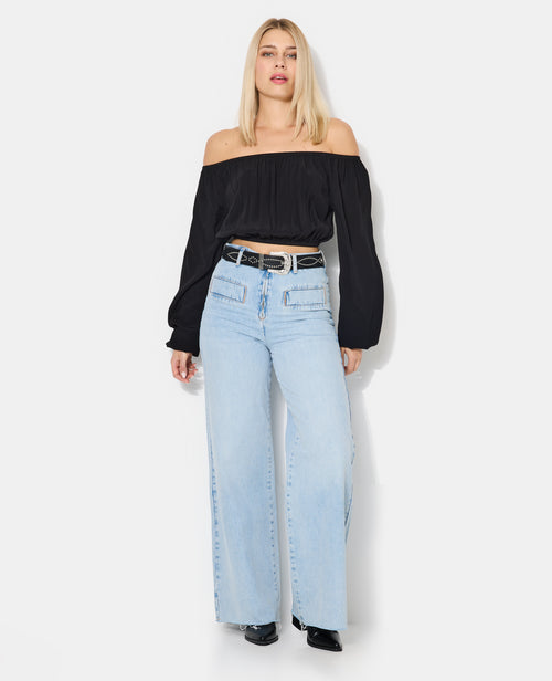 Blouse courte encolure Bardot - PIMKIE - 3